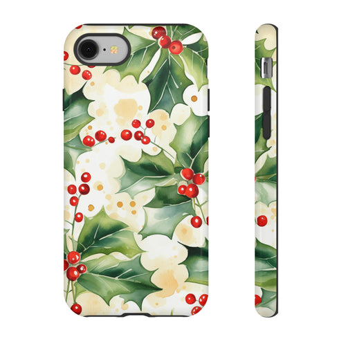 Christmas Holly on a Golden Background - Impact Resistant Phone Case iPhone 8 Glossy